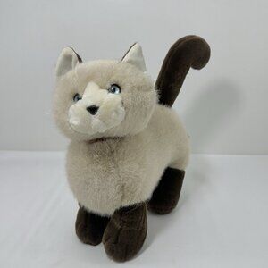Vintage Mervyn Playful Pals Siamese Cat Plush Toy Weighted Blue Eyed Realistic